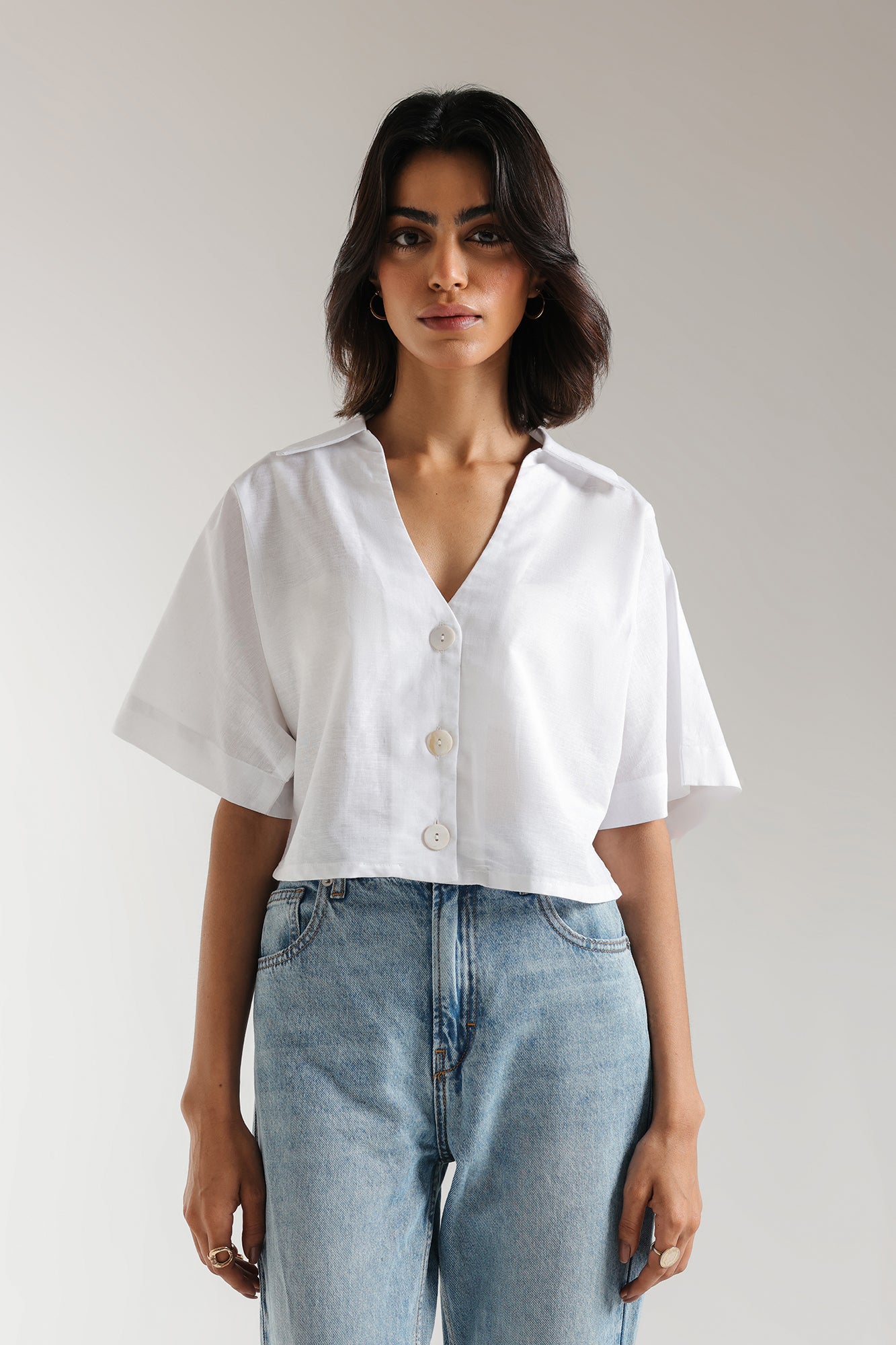 CROPPED BUTTON DOWN SHIRT (E2366/108/001) - Image 4